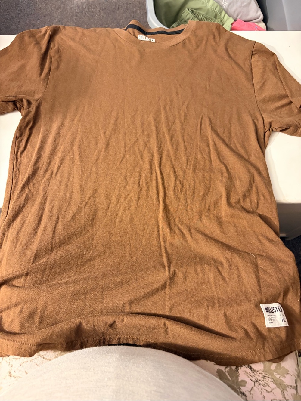 Hollister Men's Rust Brown Short Sleeve Crew Tee